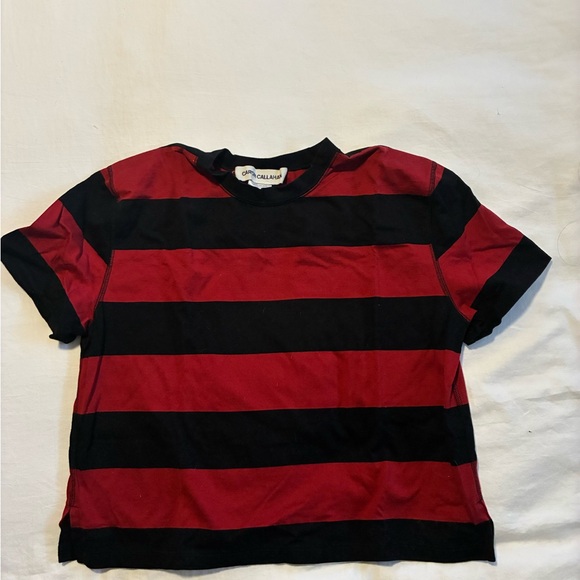 Caron Callahan Red and Black Striped T-Shirt - Picture 5 of 5